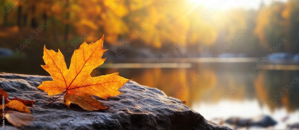 Poster autumn leaf in the wild. with copy space image. place for adding text or design