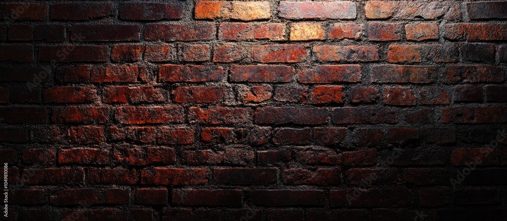 Poster Old red brick wall texture background featuring copyspace for text or image
