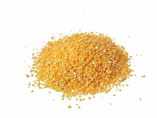 Pile of fine grain corn isolated on white background 