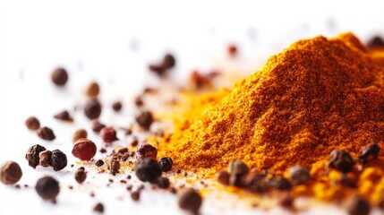 Vibrant Herbs and Spices on a White Background
