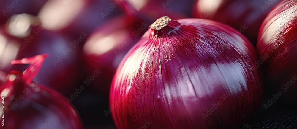 Poster close up macro of young fresh onions. with copy space image. place for adding text or design