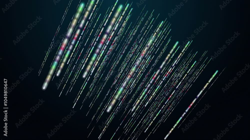 Aufkleber futuristic video animation with glowing stripe objects in slow motion, 4096x2304 loop 4k