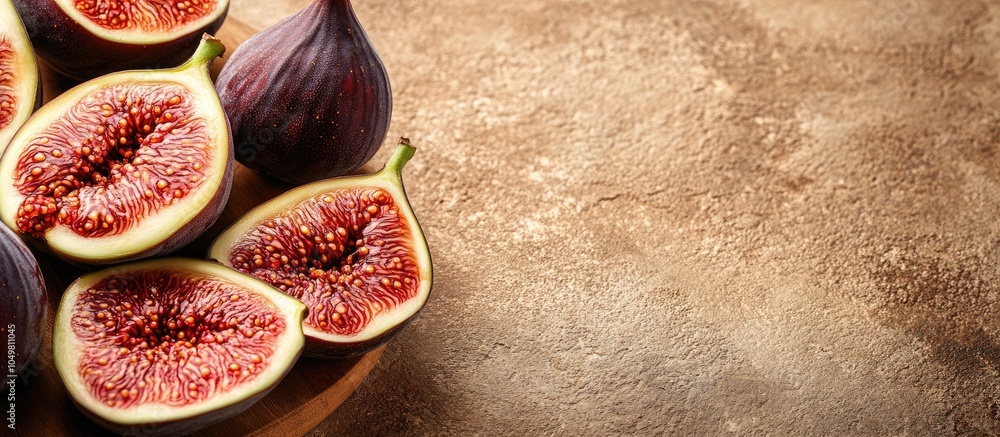 Leinwandbilder Hamon and slices of fresh figs. with copy space image. Place for adding text or design