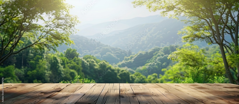 Poster Desk with ample free space and a stunning natural backdrop Ideal for displaying or showcasing products and suitable for online advertising banners and nature related business presentations