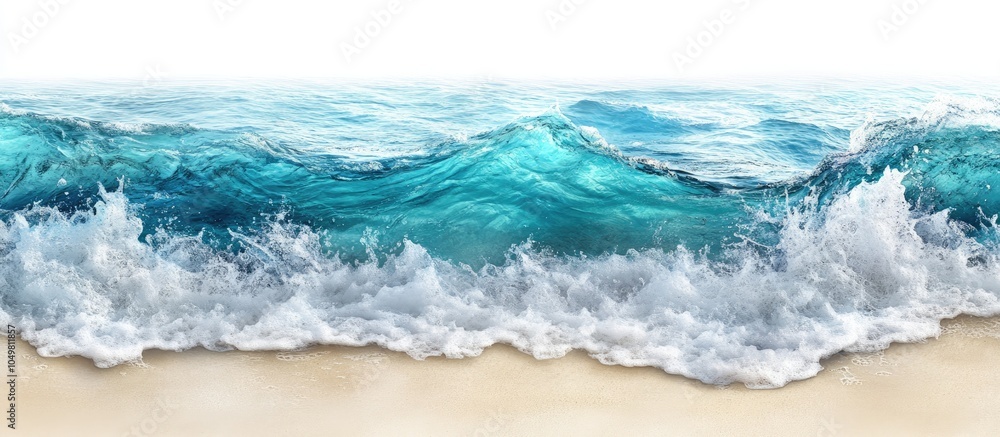 Aufkleber wave on the shore and transparent water. with copy space image. Place for adding text or design
