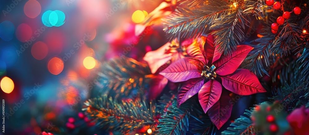 Fototapete christmas arrangement on a vivid and colorful background. with copy space image. place for adding te