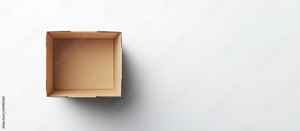 Aufkleber an empty cardboard box on a white background. with copy space image. Place for adding text or design
