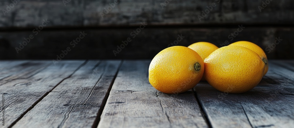 Leinwandbilder lemons on a wooden surface. with copy space image. place for adding text or design