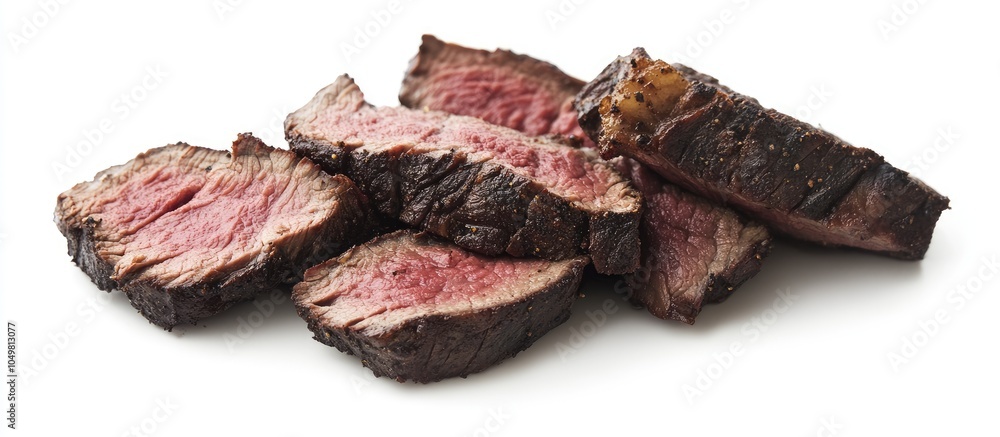 Leinwandbilder Smoked sirloin set against a white background. with copy space image. Place for adding text or design