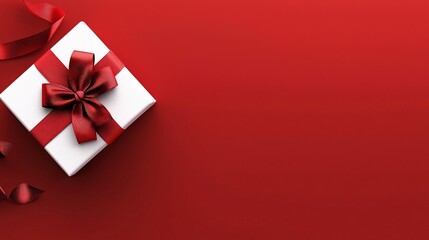 Festive White Gift Box with Red Accents