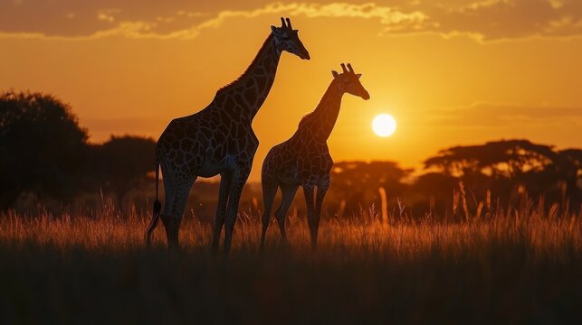 giraffe at sunset