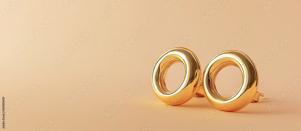 Poster beautiful earrings on a light peach backdrop trendy accessories space for text. with copy space imag