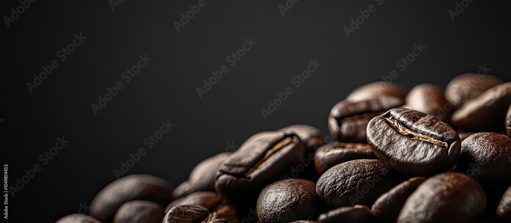 Aufkleber Roasted coffee beans May serve as a background or texture. with copy space image. Place for adding text or design