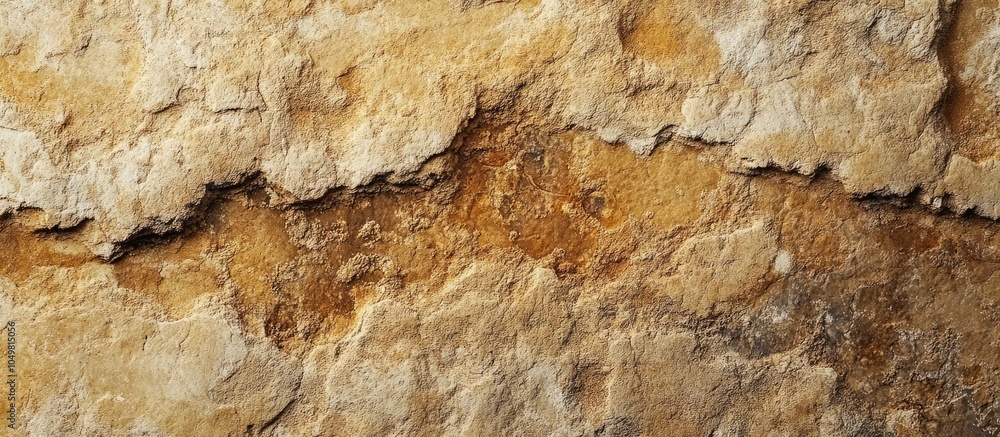 Aufkleber Closeup of brown sandstone with a shaggy texture featuring dark areas natural lines and exfoliations Textured background with copyspace