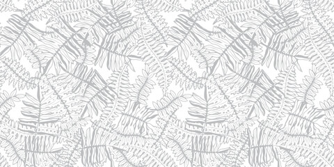 Fototapeta premium Abstract seamless leaves background in white. Stock vector illustration for textile or wrapping paper.