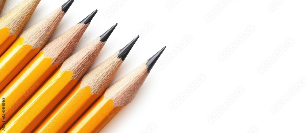 Poster group of pencils multiple pencils with copyspace isolated on a white background
