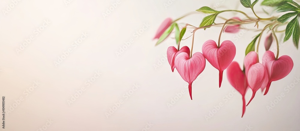 Poster Mother s Day card featuring Bleeding Heart flowers. with copy space image. Place for adding text or design