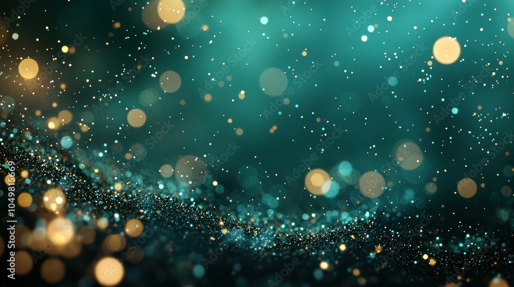 Poster enchanting dark green abstract background with shimmering particles for intriguing visuals