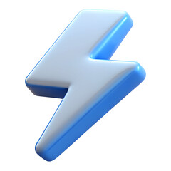 thunderbolt plastic 3d icons in cartoon plastic style minimal isolated on transparent white background, clipping path
