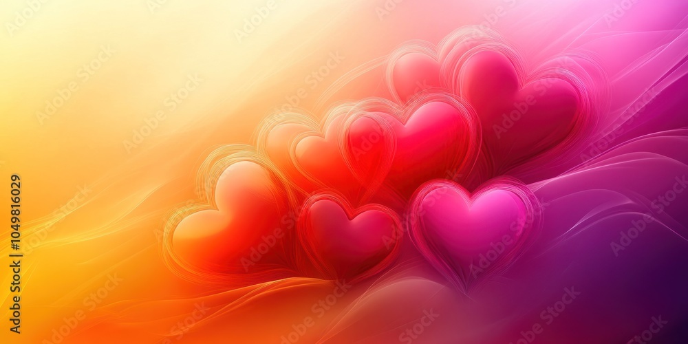 Poster abstract heart shapes on a gradient background