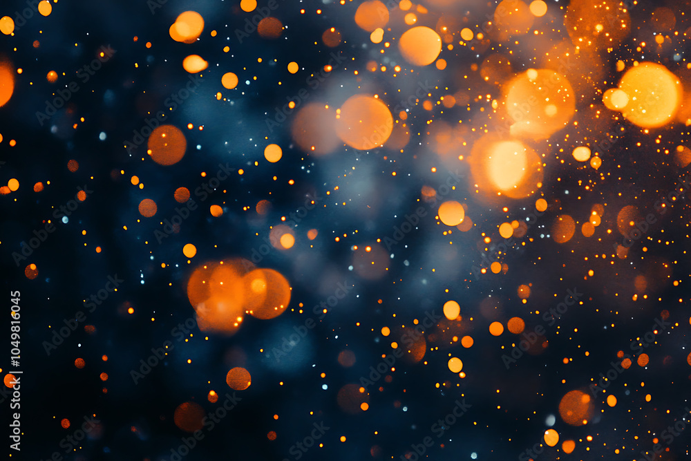 Poster abstract bokeh background with blue and orange lights.