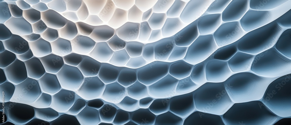 Poster closeup of intricate hexagon line patterns in white showcasing unique textures and depth