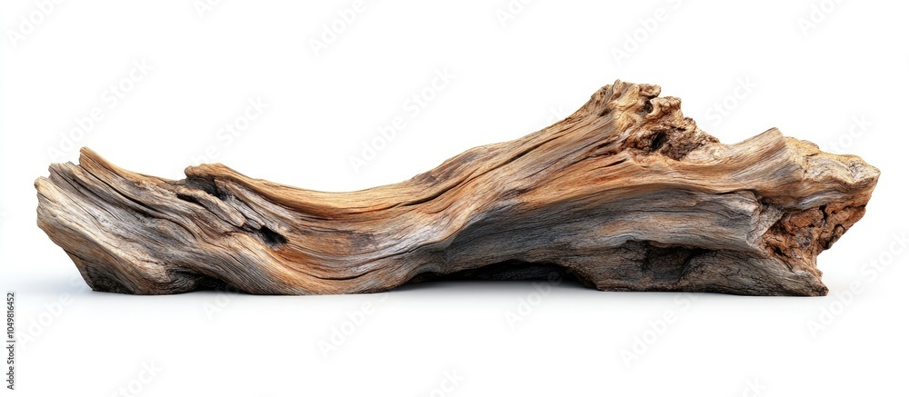 Poster knotted acacia wood stump set against a white background. with copy space image. place for adding te