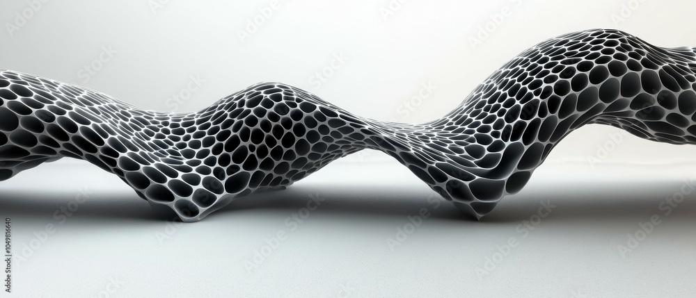 Poster dynamic geometric arrangement of hexagonal lines in motion