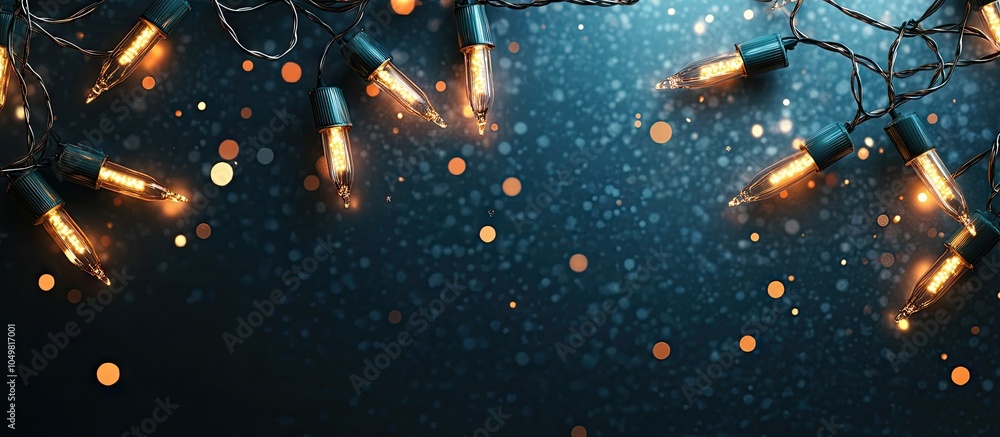 Aufkleber Christmas lights banner with room for text. with copy space image. Place for adding text or design