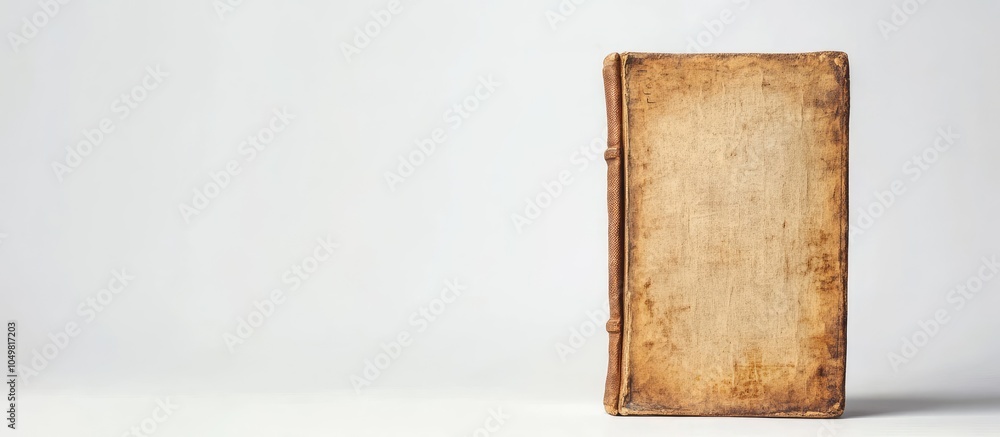 Poster beautiful vintage book cover featuring yellowed paper set against a white background. with copy spac