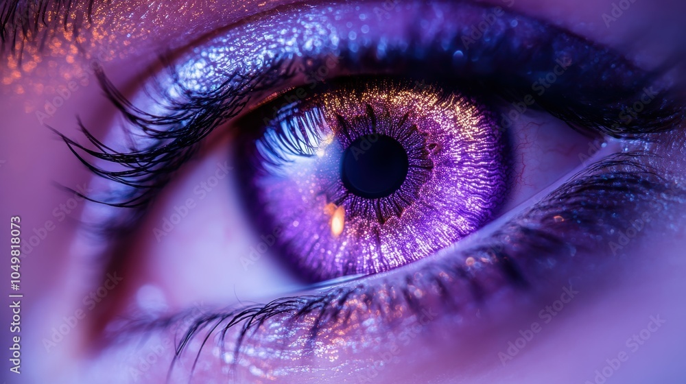 Poster exploring the intricate layers of color and light in intense macro photography of an eye