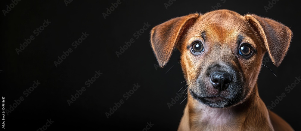 Poster Charming little puppy gazing at the camera. with copy space image. Place for adding text or design