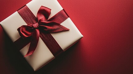 White Gift Box with Red Ribbon and Bow