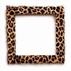 Leopard fur photo frame 1:1, isolated on white