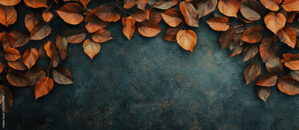 Poster autumn leaves border background. with copy space image. place for adding text or design