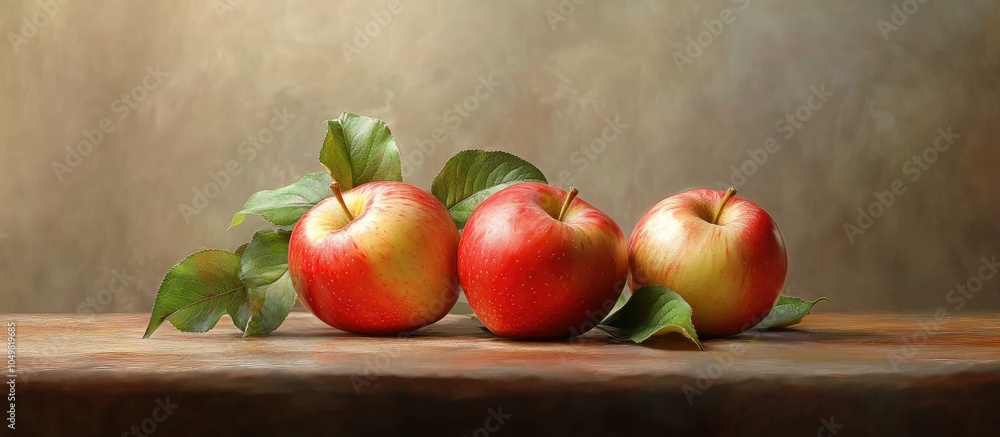 Poster apples atop the table. with copy space image. place for adding text or design