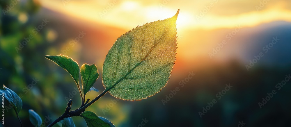 Leinwandbilder wild leaf against sunset during the evening in a mountainous region. with copy space image. place fo