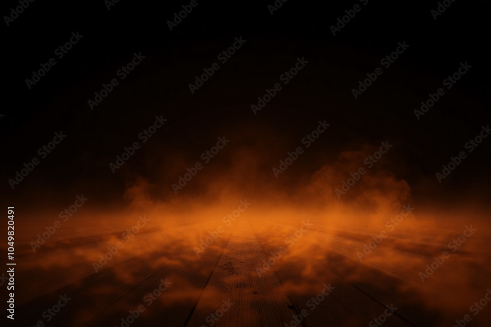 Canvas Prints orange smoke on the floor. isolated black background. foggy fog effect texture overlays for text or 