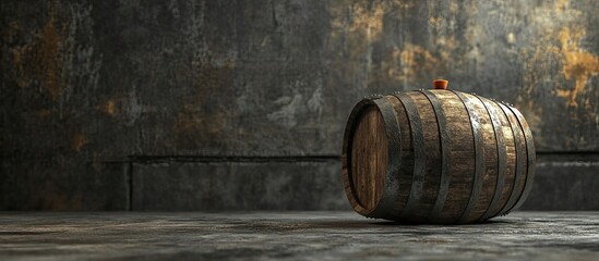 Old bronze wine barrel crane on a concrete surface Copy space for text