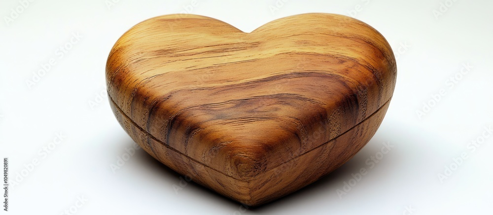 Poster heart wood box of love set against a white background. with copy space image. Place for adding text or design