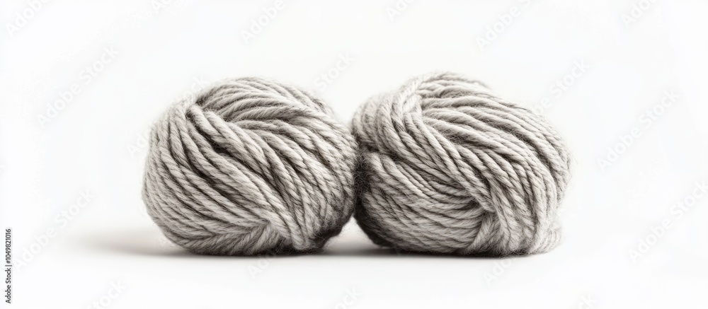 Fototapete two skeins of grey chunky wool set against a white background horizontal image. with copy space imag