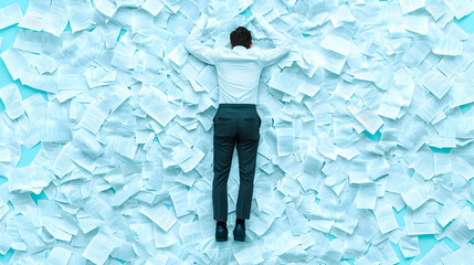 Overwhelmed by paperwork a visual representation of stress in the workplace