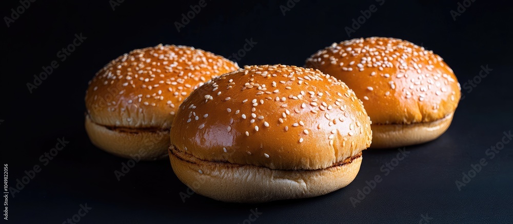 Aufkleber Burger buns set against a black background. with copy space image. Place for adding text or design