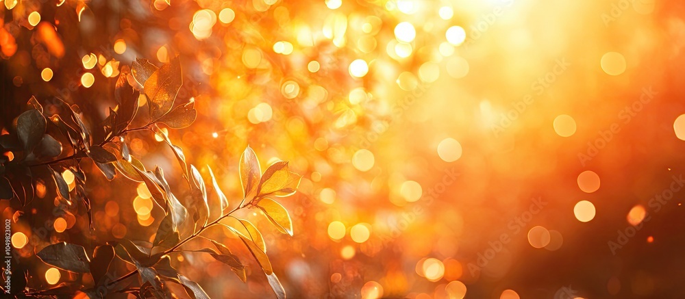 Poster orange bokeh background from natural settings beneath tree shade. with copy space image. place for a