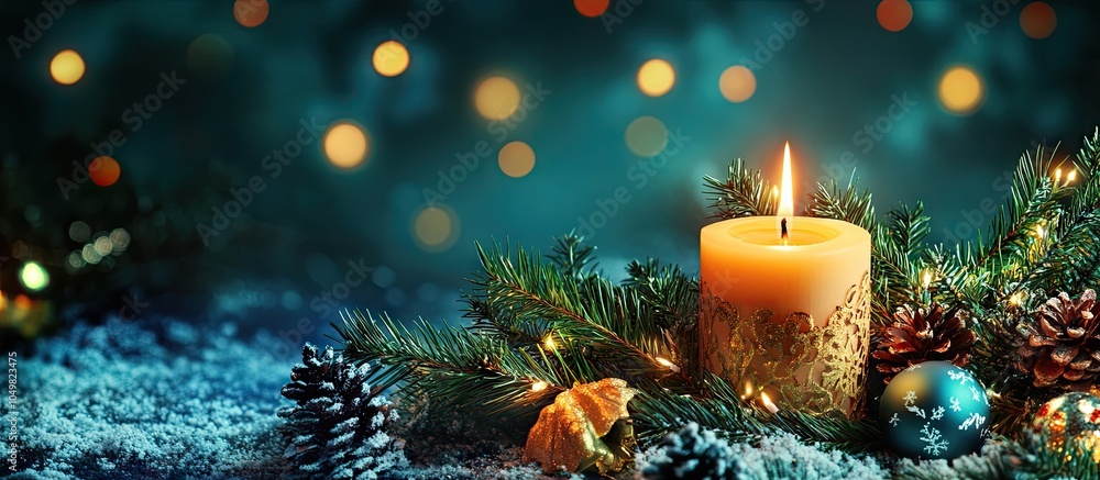 Aufkleber christmas background new year background featuring a candle. with copy space image. place for adding