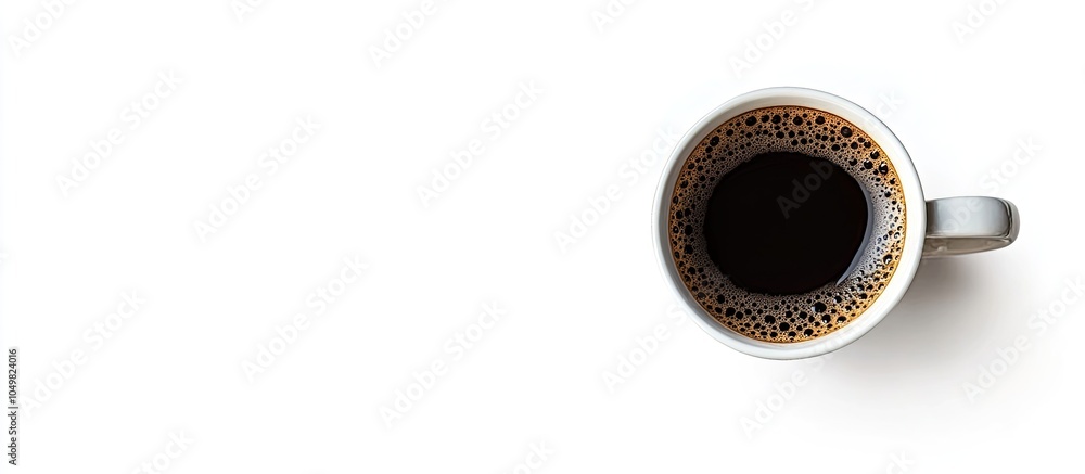 Leinwandbilder black coffee in a coffee mug viewed from above isolated on a white background with clipping path. with copy space image. Place for adding text or design
