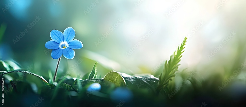Aufkleber charming tiny blue flower lovely spring environment. with copy space image. place for adding text or