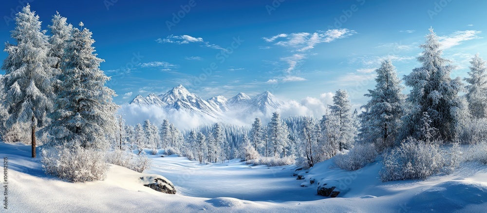 Leinwandbilder snowy scenery in a natural setting. with copy space image. place for adding text or design