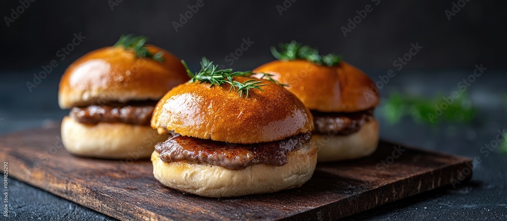 Aufkleber crispy fresh buns with chicken liver pate. with copy space image. place for adding text or design
