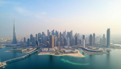 Obraz premium Vibrant Cityscape by the Water
